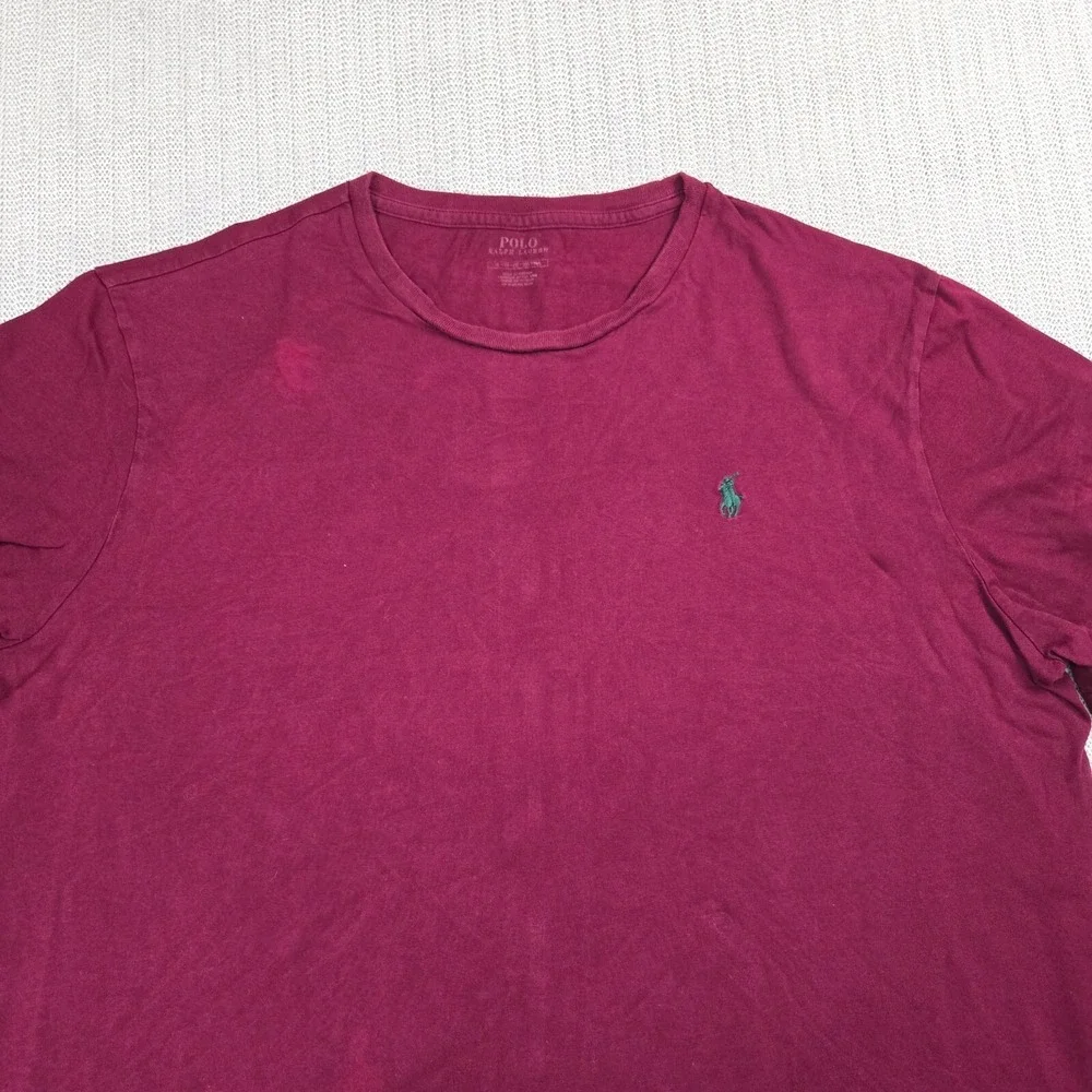 Polo Ralph Lauren Shirt Mens Extra Large Maroon Red Short Sleeve Green Pony Logo
